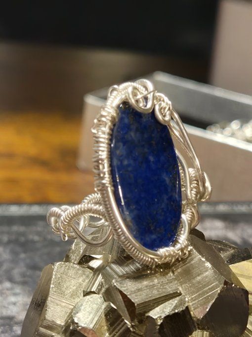 Bague lapis Lazuli -chance , confiance 25*12mm