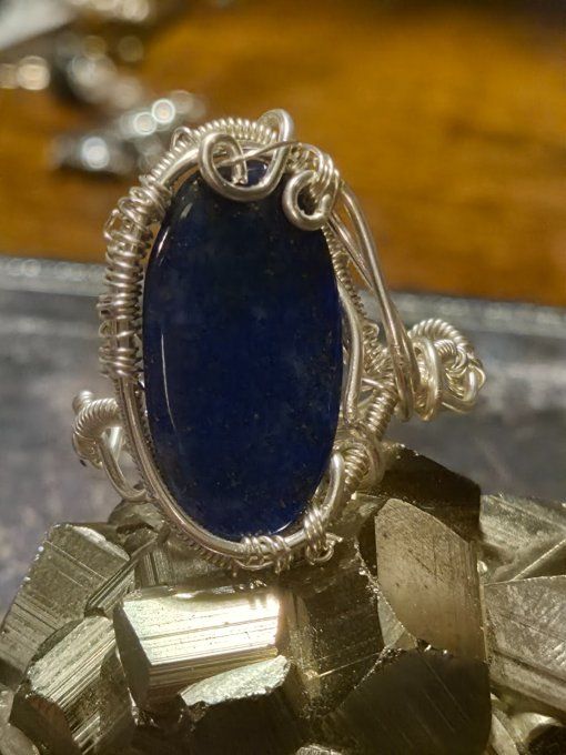 Bague lapis Lazuli -chance , confiance 25*12mm
