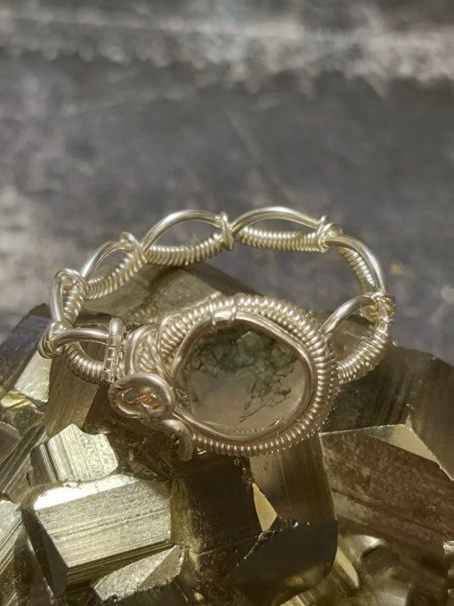Bague agate mousse facetté 