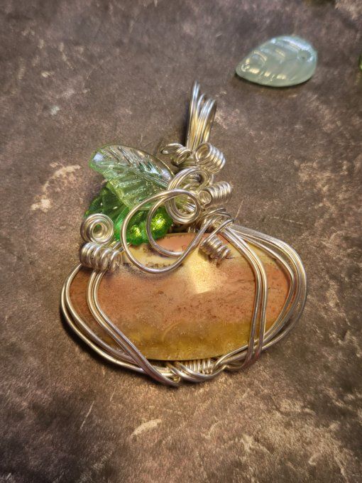 Pendentif Jaspe Mookaite Citrouille
