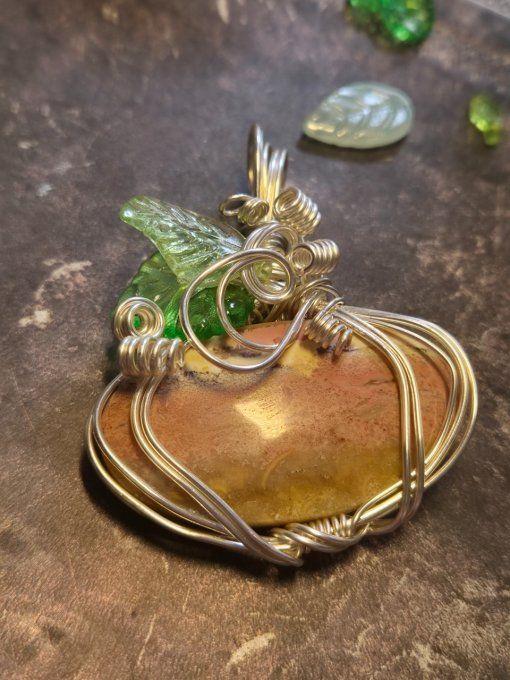 Pendentif Jaspe Mookaite Citrouille