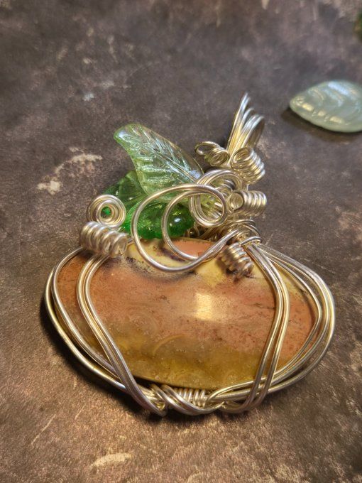Pendentif Jaspe Mookaite Citrouille