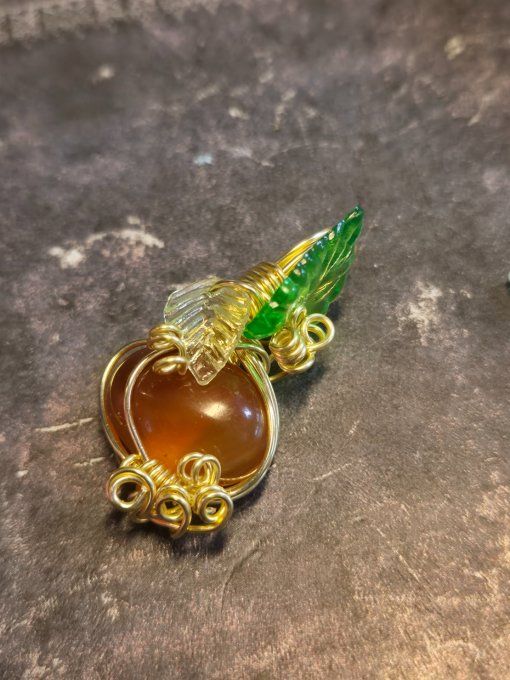 Pendentif Cornaline citrouille 