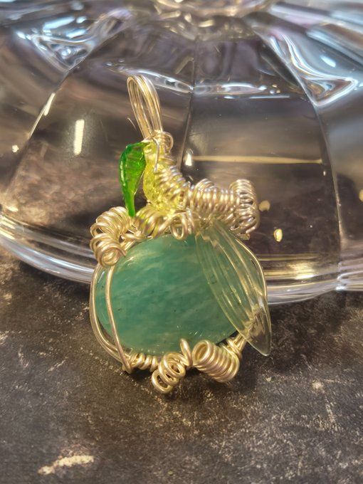 Pendentif citrouille en Amazonite Pierre Naturelle 