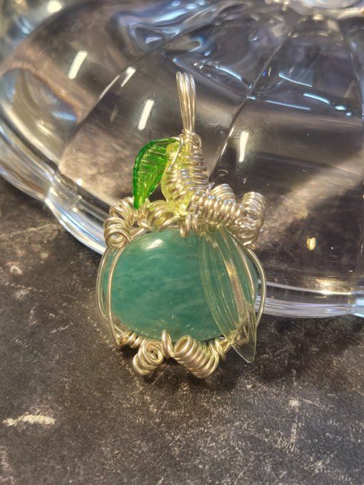 Pendentif citrouille en Amazonite Pierre Naturelle 