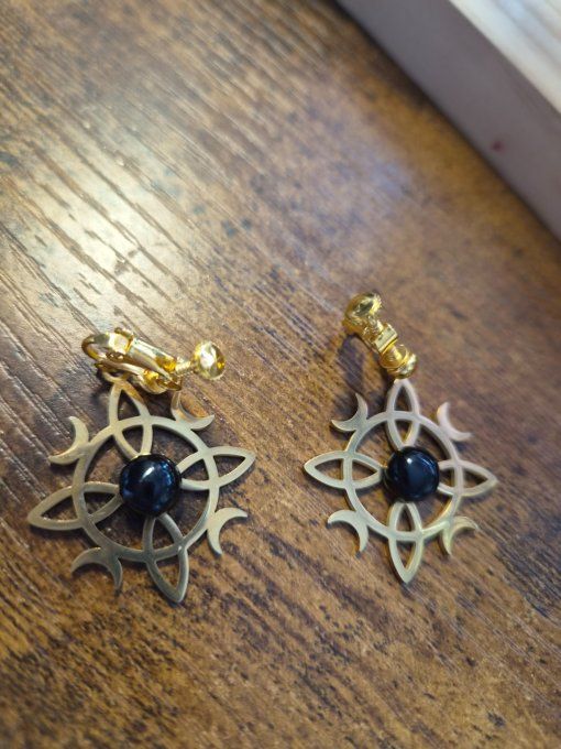 Boucle d’oreille Onyx  Noire-  protection , force.  Courage   sur mesure 