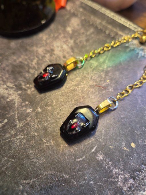 Boucle d’oreille Spider onyx noire