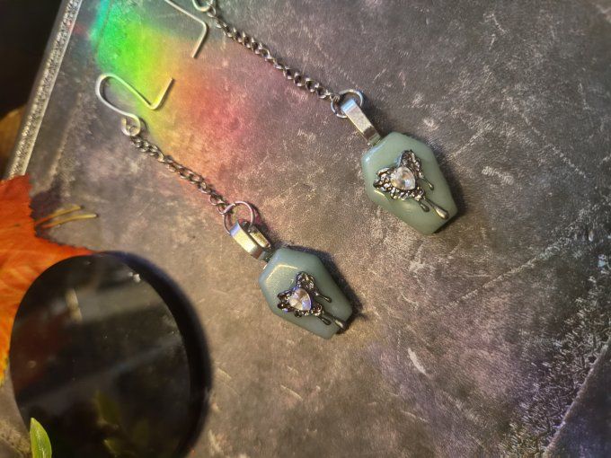 Boucle d’oreille spooky aventurine verte