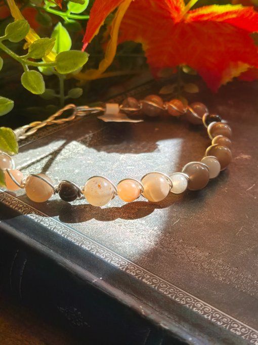 Bracelet Pierre de lune  pêche 