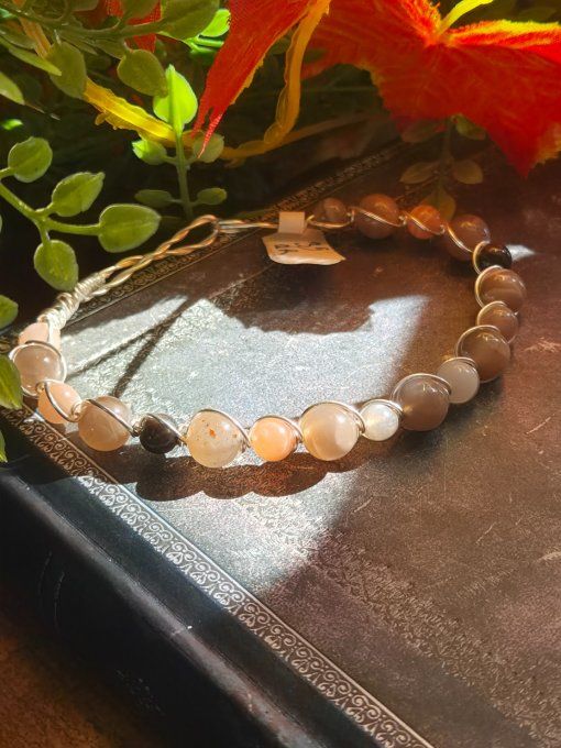 Bracelet Pierre de lune  pêche 
