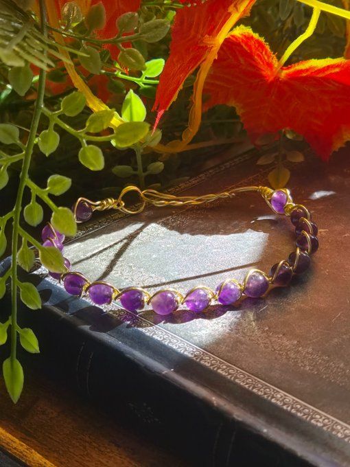 Bracelet Améthyste - pierre de spiritualité et d'apaisement 