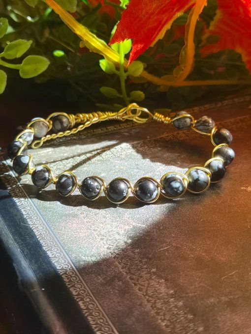 Bracelet Obsidienne neige -protection et équilibre 