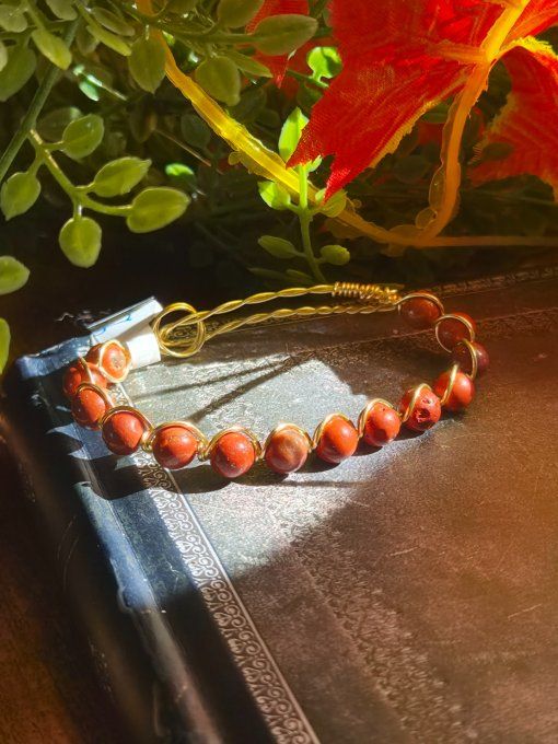 Bracelet Jaspe rouge -force vitale : énergie protectrice 