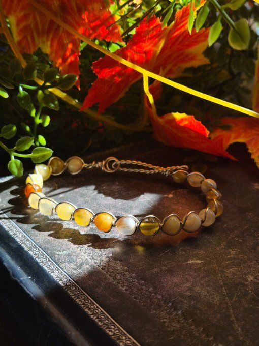 Bracelet Opale jaune ,pierre de révélation et Equilibre
