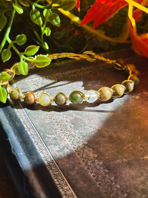 Bracelet a composer – Opale Verte des Andes Pierre d’espoir, de purification et d’harmonie émoti