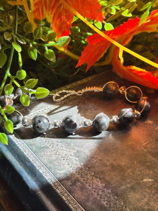 Bracelet Larvikite- Protection et ancrage