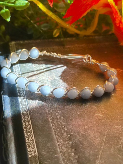 Bracelet pierre Angélite -pierre de patience ✨