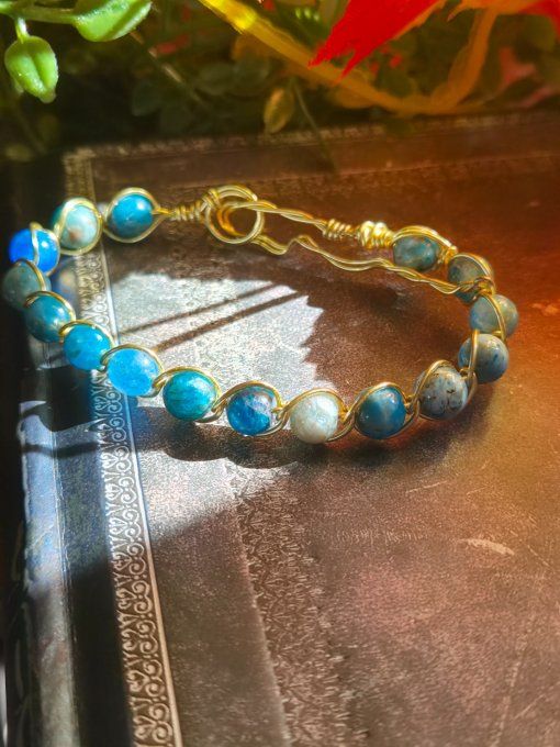 Apatite Bleu  -Bracelet perles a composer sur mesure 