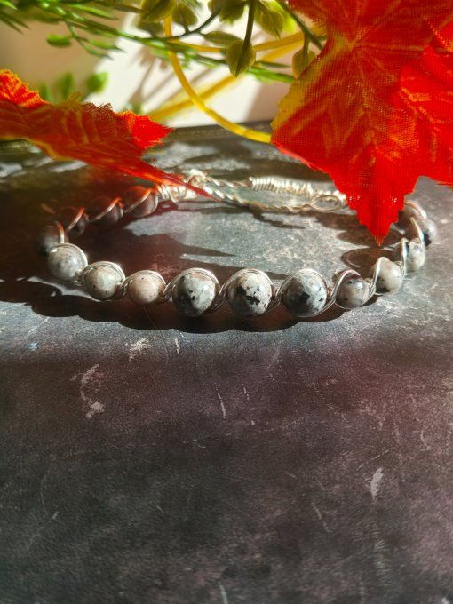 Bracelet Yooperlite Les Amulettes de Galouve Tressé en Argent Hypoallergénique