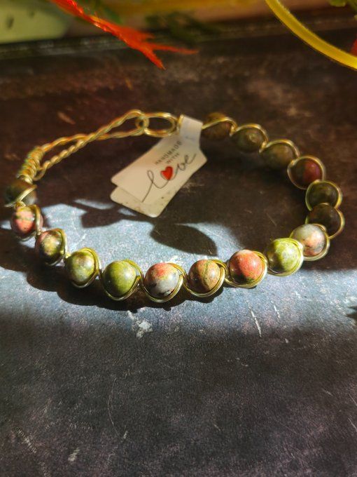 Bracelet Tressé En Unakite – Énergie, Harmonie & Sérénité  
