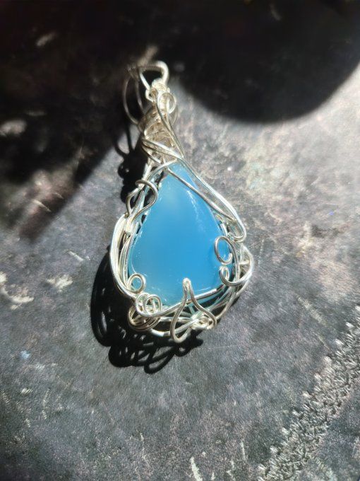 Pendentif Onyx bleu d'argentine - Amulette