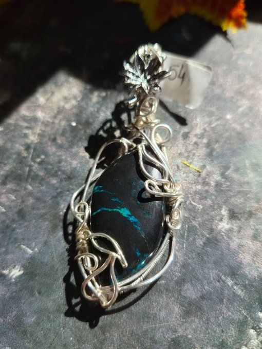 Pendentif Azurite Malachite Argent – Protection, Intuition & Transformation | Collection Épine
