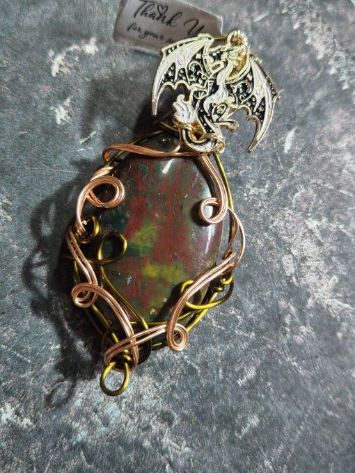 Pendentif Jaspe Sang De Dragon – Amulette De protection
