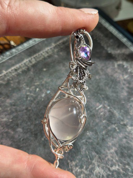 Pendentif Quartz Rose Rutile – Amour, Douceur & Énergie Amplifiée