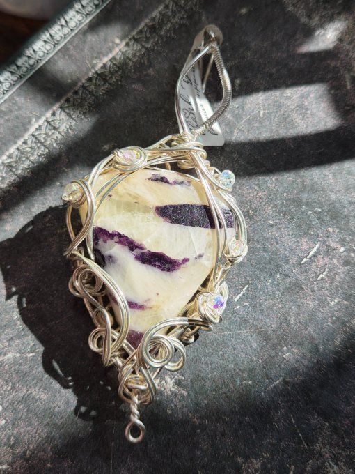 Pendentif✨Calcite Fluorite violette pierre naturelle