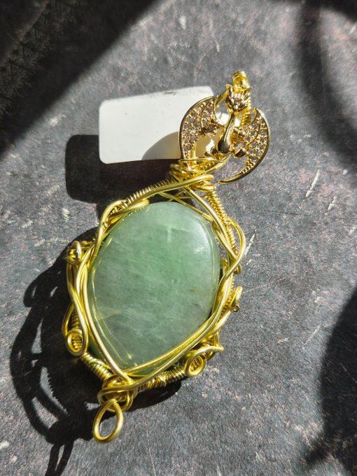 Pendentif Or -Aventurine Verte✨ Sérénité ,Prospérité✨