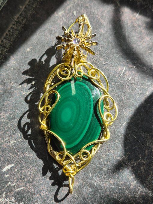 Pendentif  Or Malachite – Harmonie & Protection Du Cœur