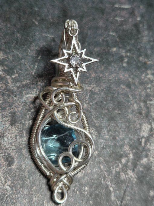 Pendentif Topaze bleu du Brésil✨