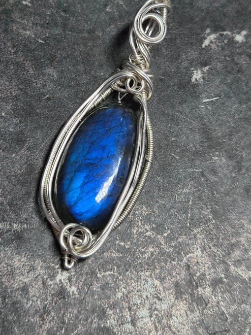 Pendentif argent Labradorite Bleue – Bijou De Protection Et D’Intuition - moyenne