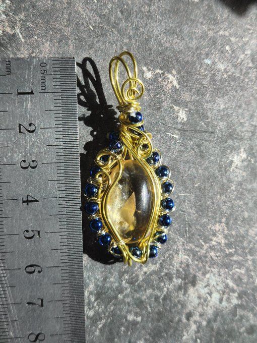 Amulette Citrine Camée -abondance , joie 6 cm