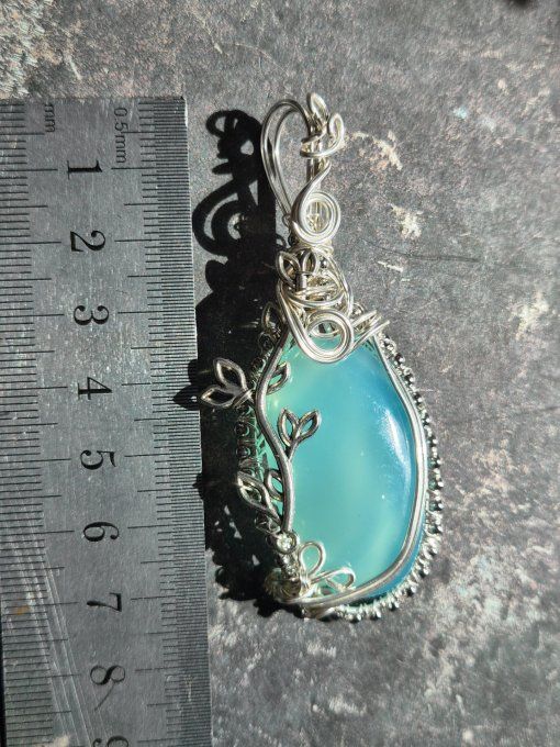 Pendentif argent Aqua Calcédoine -pierre purifiante.