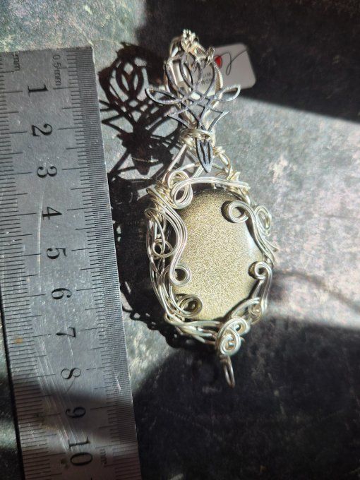 Pendentif Obsidienne Dorée ( fil argent )✨miroir de protection