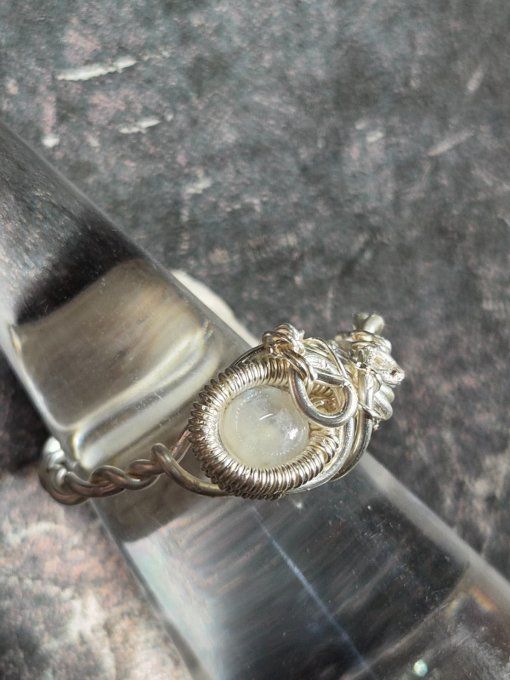 Bague pierre de lune : Péristerite ✨ concentration et protection 5mm
