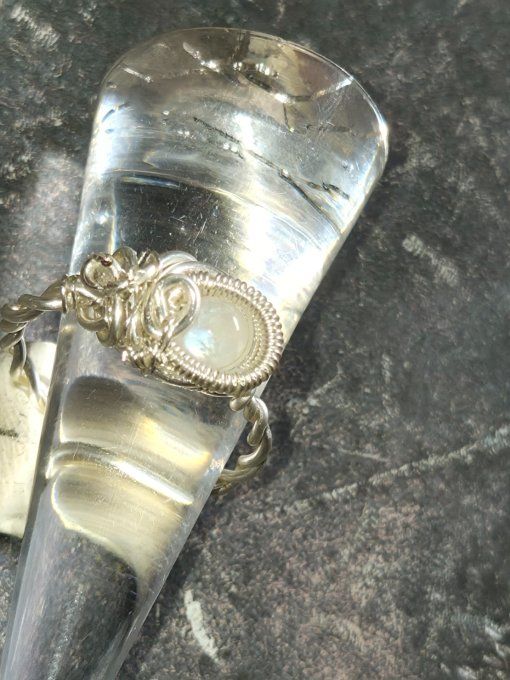 Bague pierre de lune : Péristerite ✨ concentration et protection 5mm
