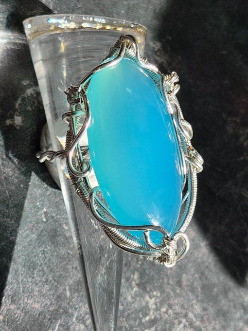 Bague chevalière Onyx bleu d'argentine 35*20mm