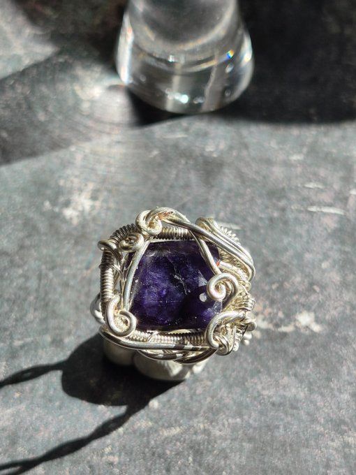 Bague chevalière saphir Bleu - pierre des oracles 14*14 mm