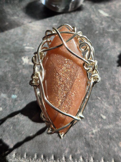 Bague  chevalière Hécatolite  soleil 40*20mm