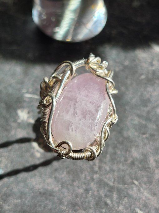 Bague chevalière Kunzite- Apaisement & Amour De Soi   22*13mm