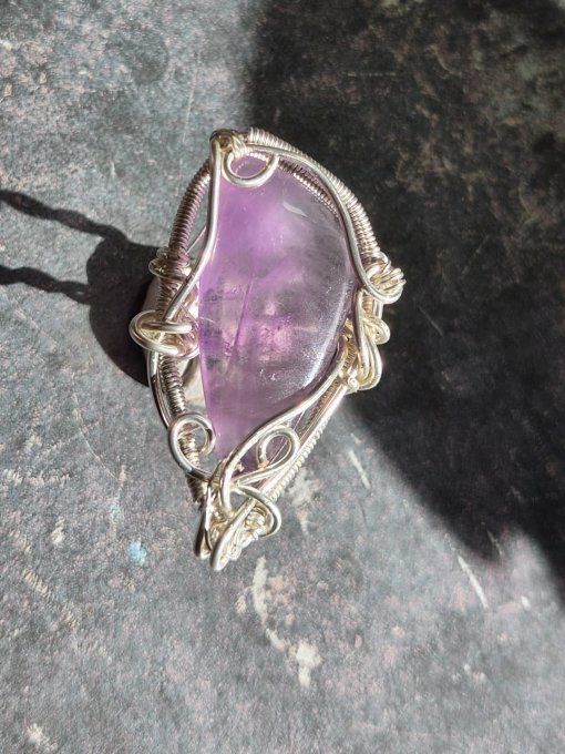 Bague chevalière améthyste- serenité & créativité. 30*15mm