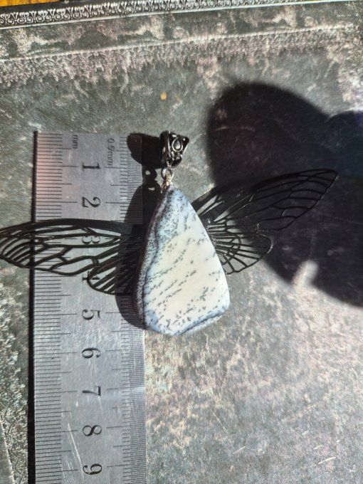  Amulette Merlinite / Opale Dendritique -les ailes de morrigan
