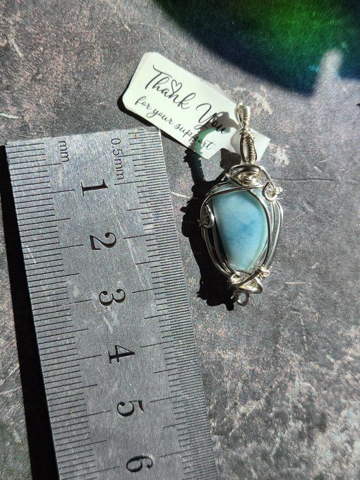 Pendentif Larimar ✨argent - pierre des legendes -mini