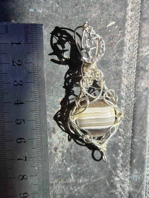 Amulette Argent Jaspe Zèbre – Pierre D’Ancrage & Protection Douce