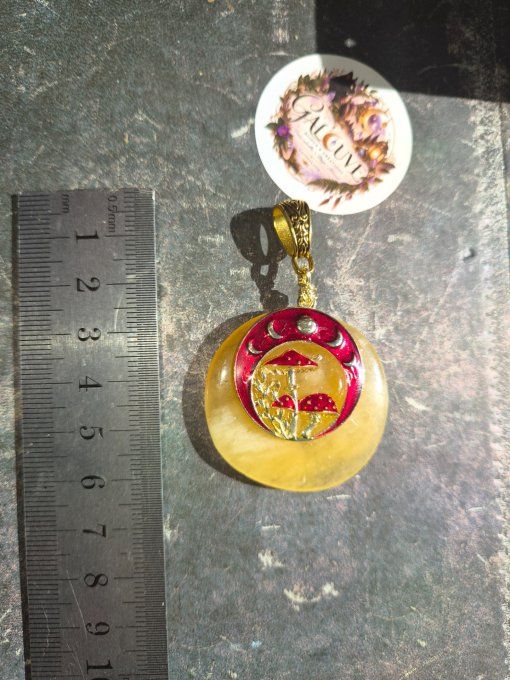 Pendentif Calcite jaune -Pierre de joie solaire champignon