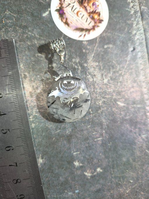 Pendentif Quartz tourmaline - citrouille halloween ? 