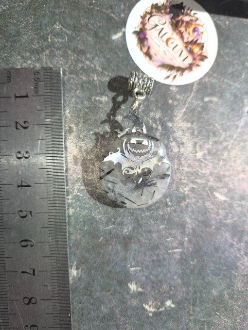 Pendentif Quartz tourmaline - citrouille halloween ? 
