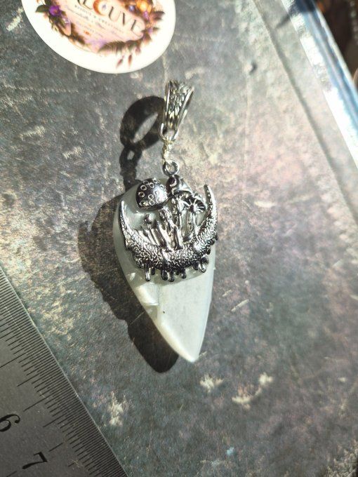  Pendentif champignon Pierre de lune -hecatolite ✨ médiumnité et féminin sacré   .